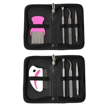 

2020 New 4Pcs Stainless Steel Pet Tick Remover Tool Set Fleas Lice Tweezer Clip Fork Comb Kit for Cats Dogs