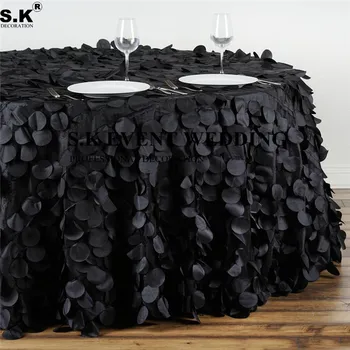 

Round Flamingo Petals Tablecloth Poly Taffeta Table Cloth For Banquet Wedding Decoration
