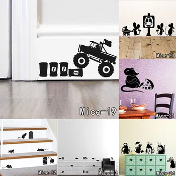 

Mouse Hole Pattern Wall Stickers Kitchen Bedroom Door Wall Corner Baseboard Decoration Mice Home Wallpaper Animal Vinyl Art