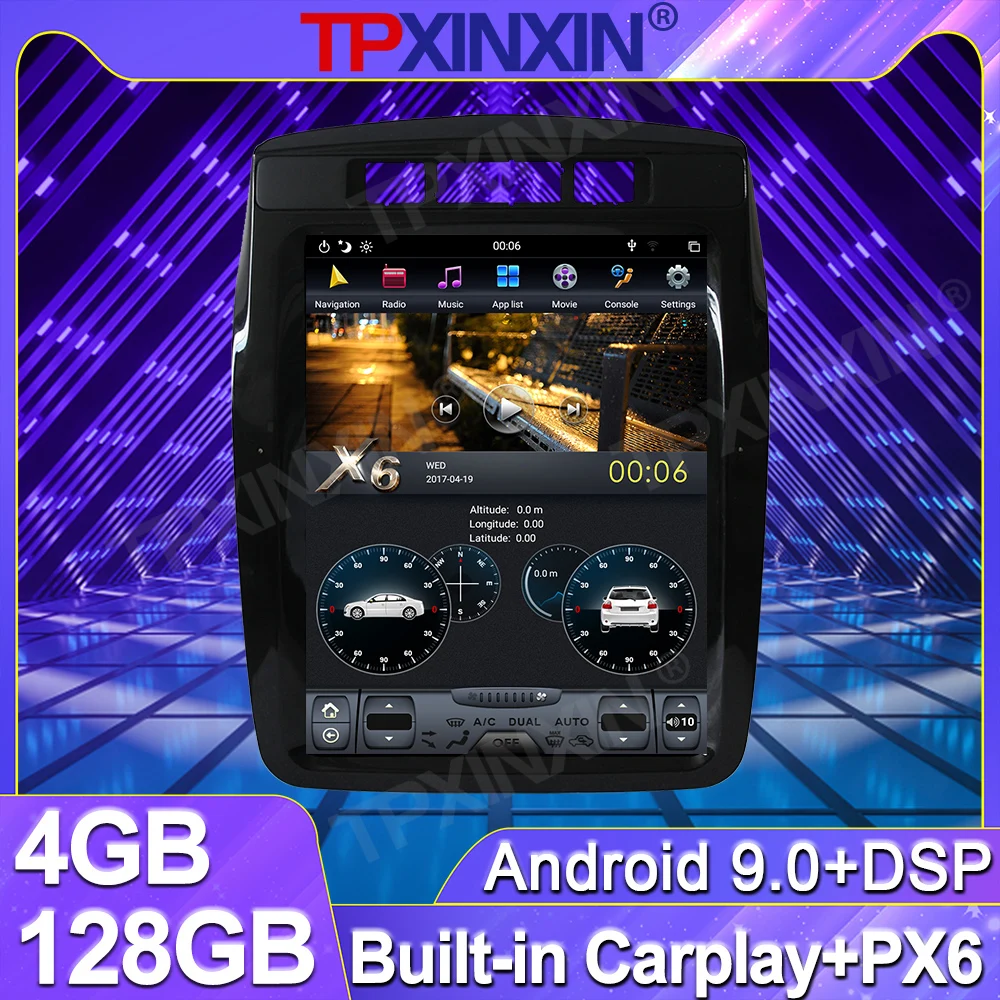 

4 + 128G для Volkswagen Touareg 2010 - 2018 Android 9 Tesla экран Автомобильная GPS-навигация PX6 мультимедийный плеер магнитофон Carplay