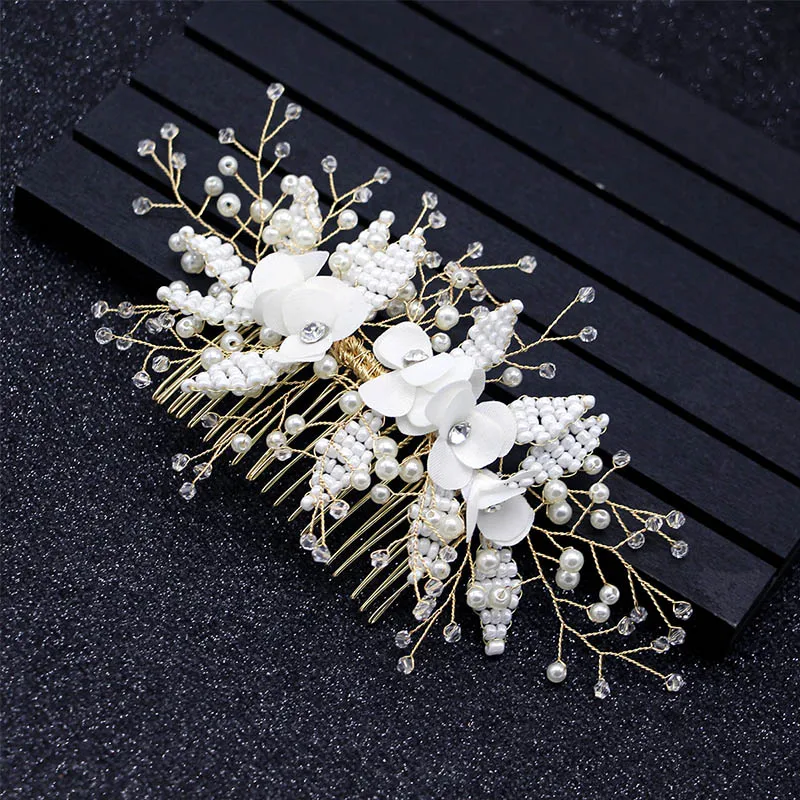 NEW bridal wedding rhinestone handmade gold hair comb accessories ha1901 