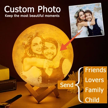 

3D High Quality Cute Moon Night Light Custom Pictures Lamp Color Change For Home Kids Room Decoration Led Lights Christmas Gift