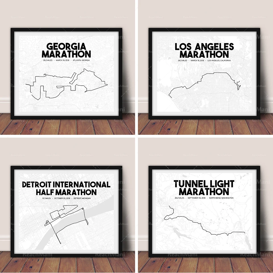 Boston-Georgia-Los Angeles Maratona 2018-2019 Mappa Stradale, Mappa Maratona Stampabile Arte, Mappa Maratona Personalizzata, Regalo Corridore, 26.2