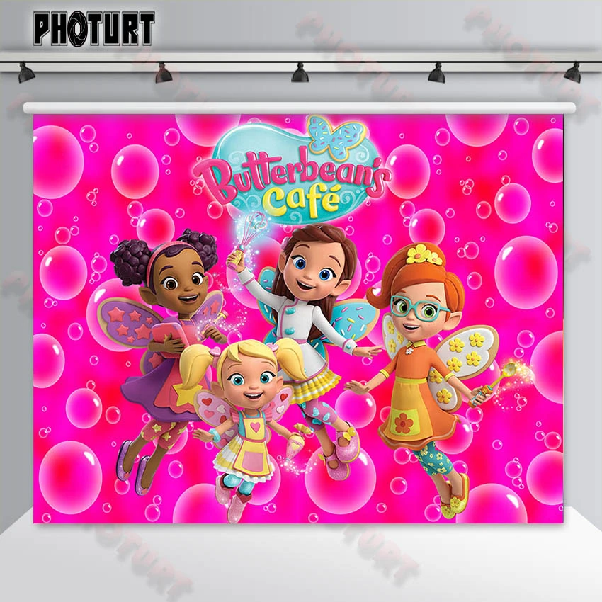 PHOTURT Butterbean Cafe Backdrop Girl Birthday Party Background Pink Bubble  Elves Polyester Vinyl Photo Studios Props|Background| - AliExpress