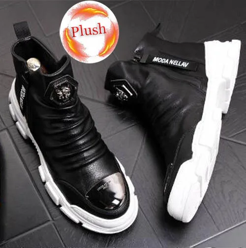 with plush Мужская зимняя обувь из натуральной кожи; Botas Masculina; зимняя теплая обувь; Zapatos De Hombre; 2#10/20f50 - Цвет: with plush