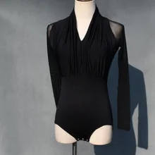 Для взрослых женщин латинский топ с длинными рукавами футболка для девочек сценический конкурс танцевальная одежда сексуальный латинский бальный самба танцевальный костюм