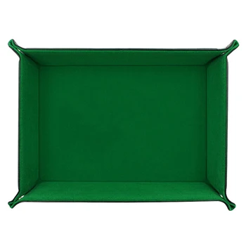 

Dice Holder Tabletop Organizer Board Game Storage Tray PU Leather Modern KTV Home Solid Square Foldable Buckle Key Office