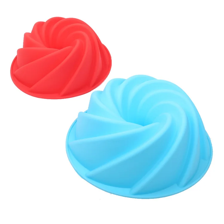 Large Spiral Shape Food Grade Silicone Bundt Cake Mold Pan 3d Fluted Cake Mould Form Bread Bakery Baking Tools Bakeware Mold