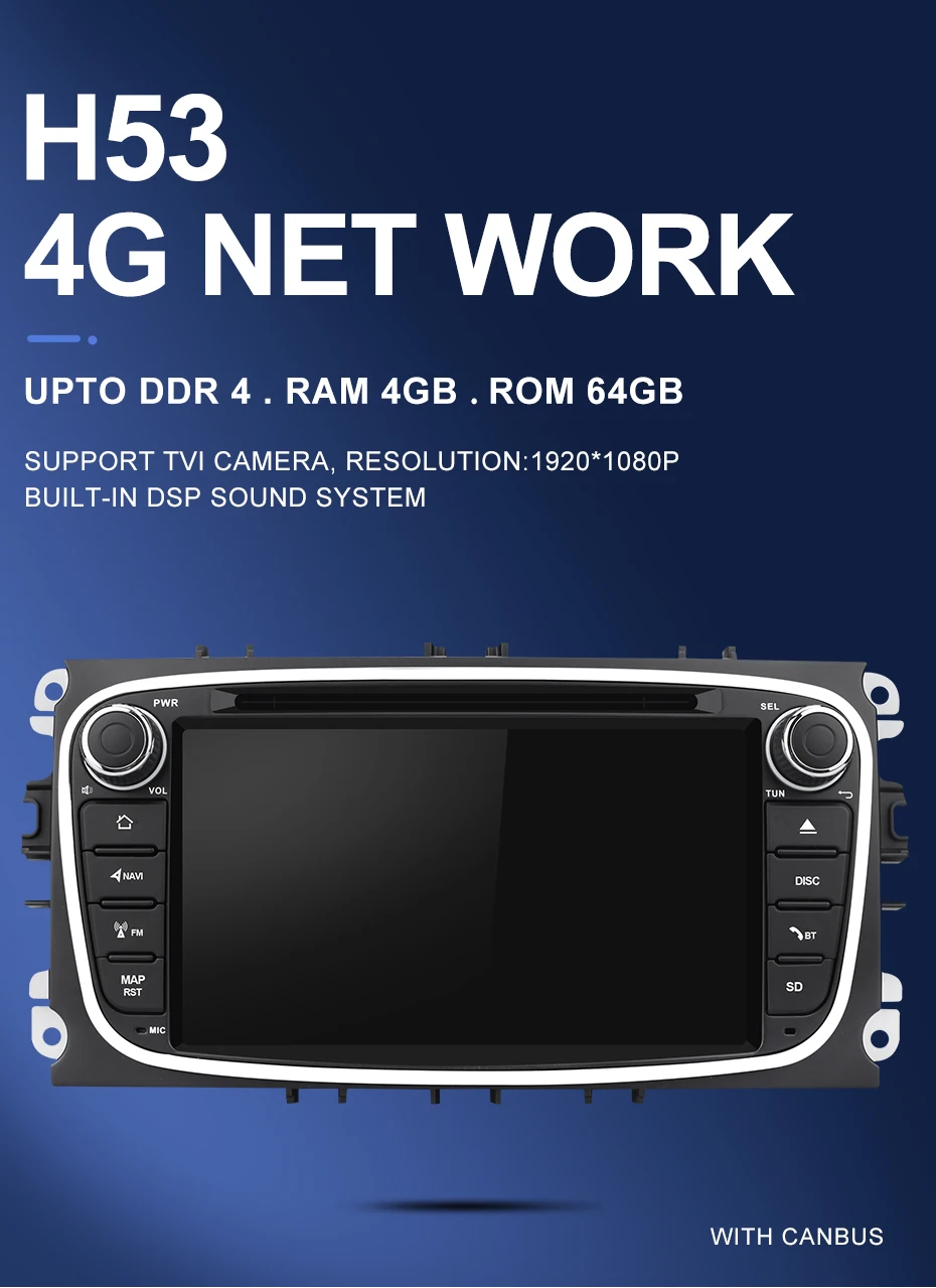 Excellent Isudar H53 Android 2 Din Autoradio For FORD/Focus/Mondeo/S-MAX/C-MAX/Galaxy Car Multimedia Player GPS 8 Core RAM 4G 64GB DSP DVR 1