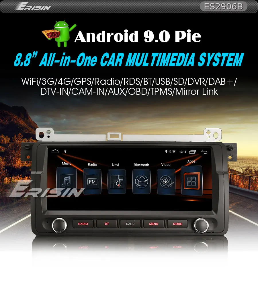 Flash Deal Erisin ES2906B 8.8" HD Android 9.0 Car Stereo GPS Sat Nav DAB+ DSP for BMW 3er E46 318 M3 Rover75 MG ZT 1