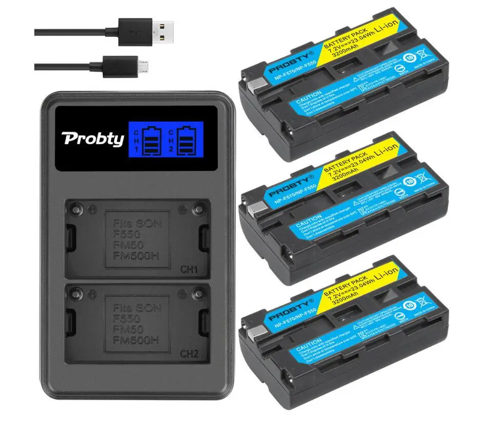 NP-F330 NP-F550 Батарея& Зарядное устройство для sony NP-F570 NP-F750 NP-F960 F970 F770 - Цвет: 3BatteryWithCharger