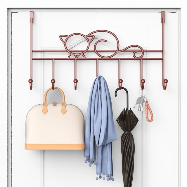 Practical 7-Hook Over Door Hanger Iron Art Bag Clothes Key Scarf Hanging  Holder Bathroom Kitchen