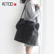 AETOO Новая модная Индивидуальная сумка простая натуральная кожа сумка на плечо сшивание мягкая кожа Большая вместительная женская сумка