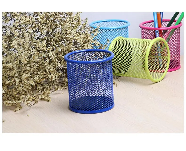 deli students colorful round pen container 9153 metal wire
