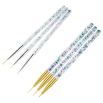 

6 Pieces Nail Art Liner Brushes Painting Flower Drawing Lines Grid Stripe (Size:7 mm,11 mm,14 mm)-Silver & Gold