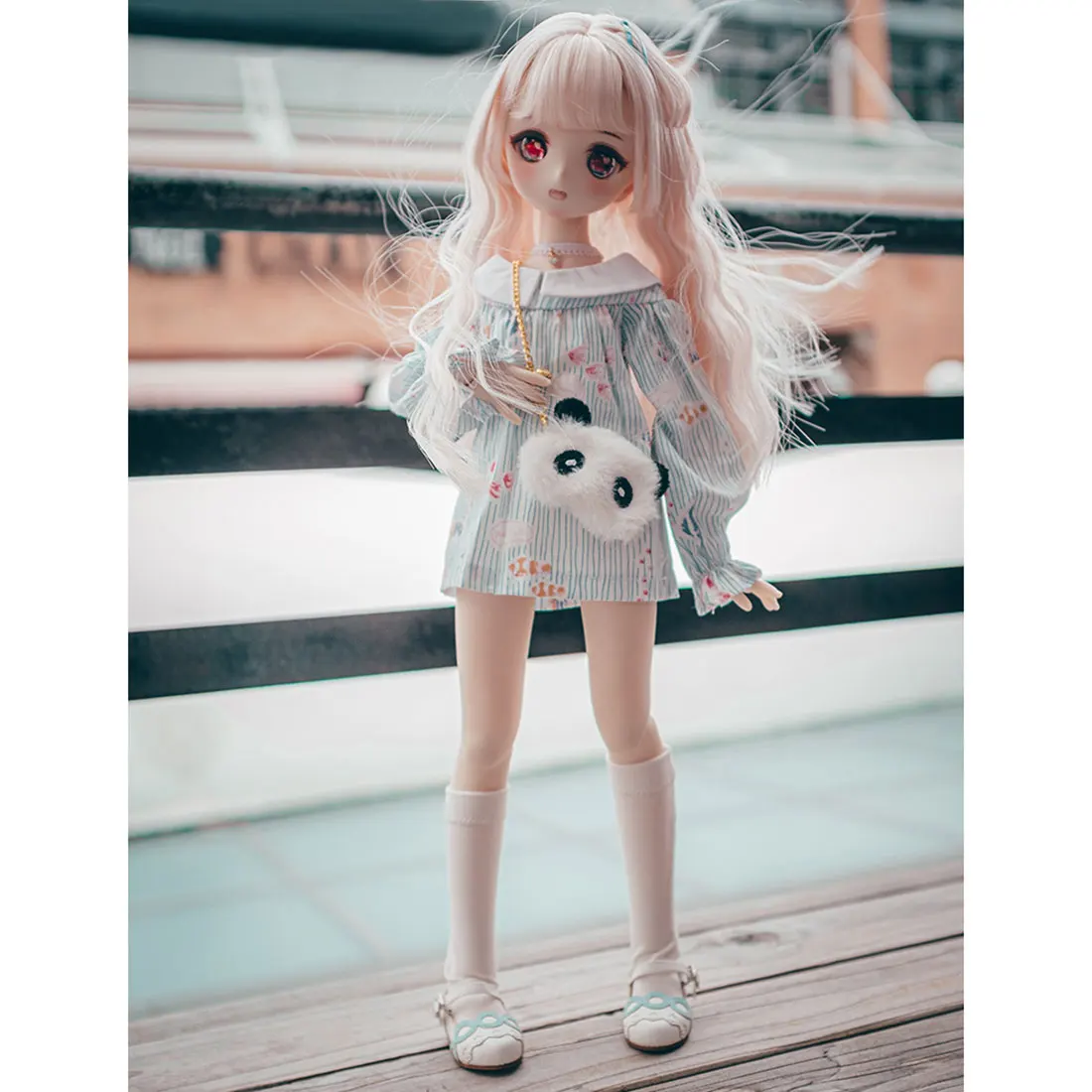 Modikerbjd простой стиль кукла воротник печатных платье для 1/4 BJD куклы (синий) без