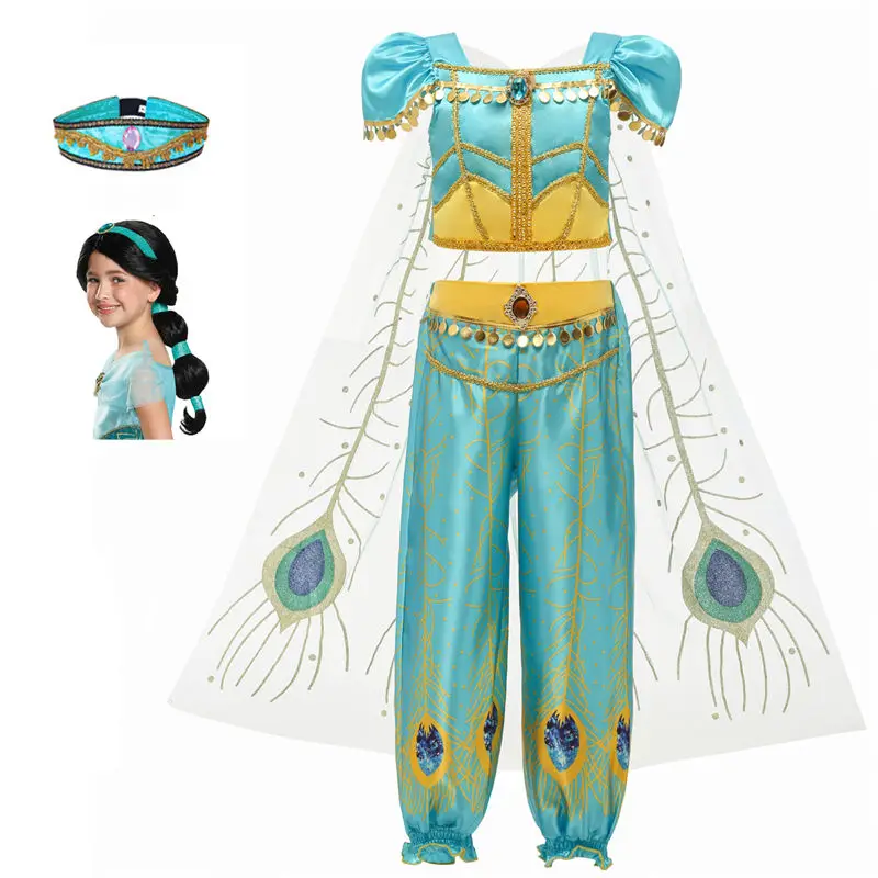 JasmineB DAYLEBABY/костюм принцессы жасмин Аладдина Alibaba Genie Story Book Week для девочек; маскарадное нарядное платье для девочек; подарок - Цвет: JasmineB