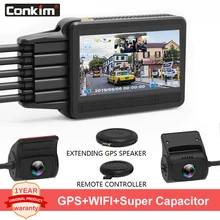 Conkim Двойной объектив автомобиля тире Камера K2S gps+ WI-FI DVR спереди 1080P FHD+ сзади Камера 1080P FHD помощь при парковке режимов БД данных мониторинга