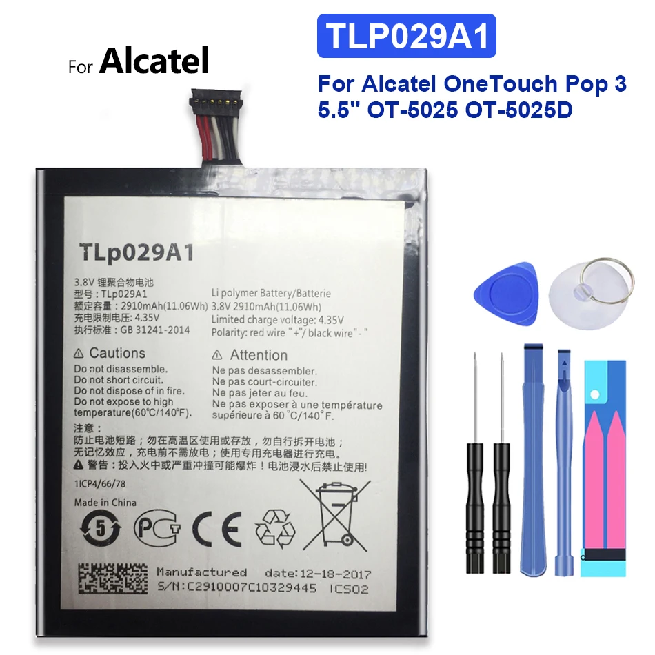 2910 мА/ч TLp029A1 / TLp029AJ Замена Батарея для Alcatel OneTouch Idol 3 5 &quotOT-5025 OT-5025D с номер