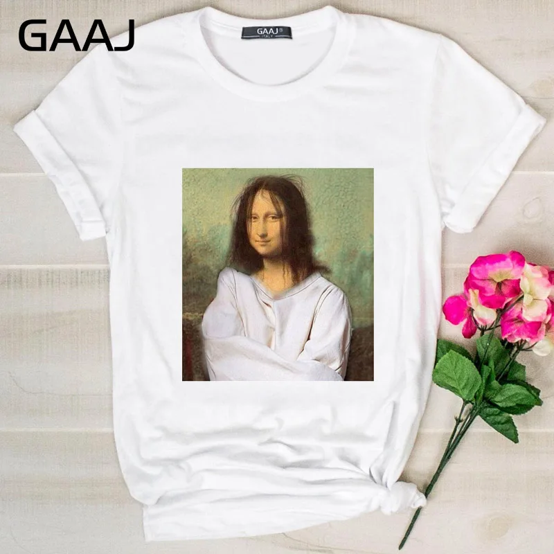 GAAJ "edgy lisa" футболка женская повседневная одежда женская футболка с принтом тонкая футболка плюс размер D9S3I