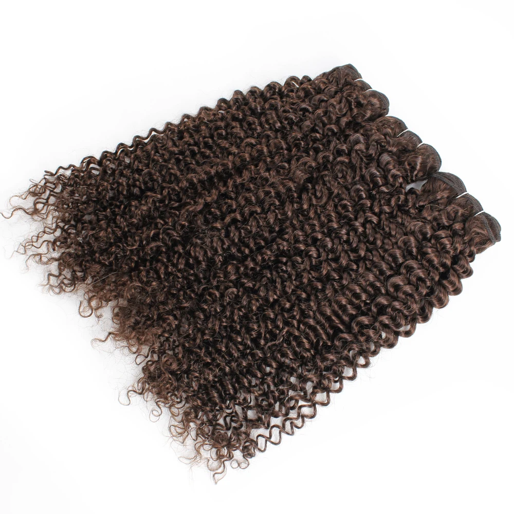 Kisshair #4 Jerry Curly Dark Brown Hair Bundles 1/3/4pcs/lot 10 to 24 Inches Pre-colored Brazilian Human Hair Extension