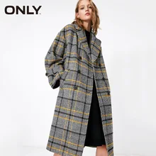 ONLY женское двубортное клетчатое пальто-Тренч с v-образным вырезом пальто женское куртка женская| 119136501