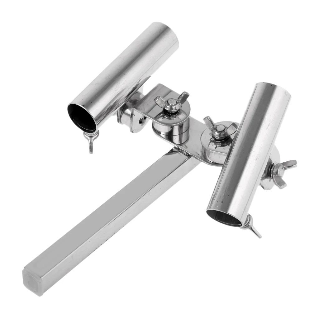 

Adjustable Stainless Steel Fishing Rod Holder Stand Double Pole Support Rack