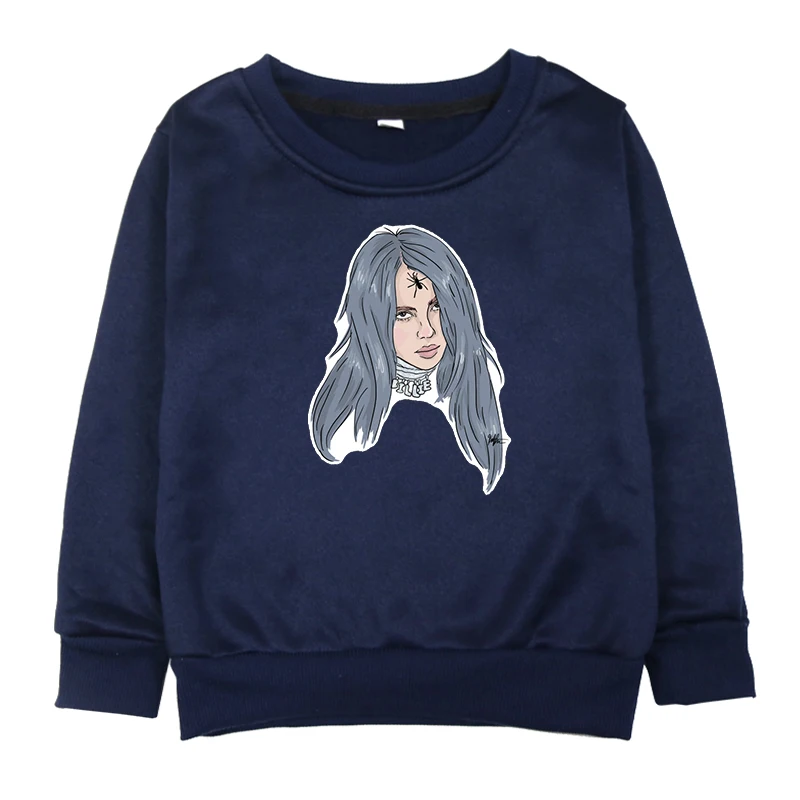 Hoodies 10 Осенне-зимняя толстовка с капюшоном для девочек; футболки с принтом Billie Eilish; детская одежда; детские толстовки; длинный костюм с рукавами для маленьких мальчиков и девочек - Цвет: Hoodies 10