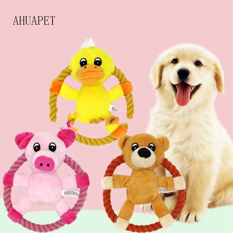 Juguetes para gatos Indestructible para perro juguetes para perros grandes de dibujos animados cachorro Chew Squeaker formación Durable Quack sonido tirar