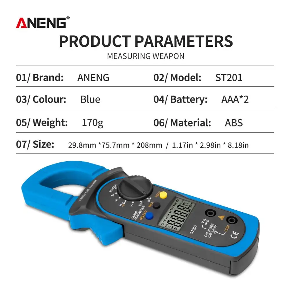 ANENG ST201 мультиметр цифровой токовые клещи clamp meter струбцина столярная тестер tester