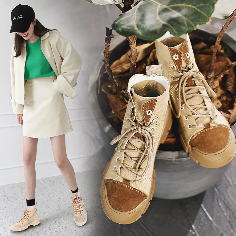 

2019 Autumn And Winter New Style Hight-top Martin Boots Women's British-Style Retro Flat Motorcycle Boots Students Short Boots O