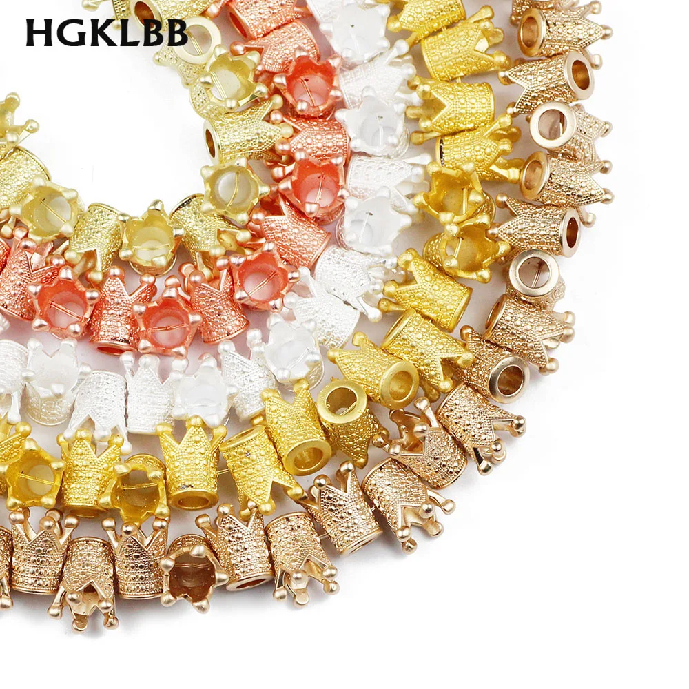 5 Pcs Matte Kaisar Mahkota Emas Hitam Bijih Besi Batu Alam 13 Mm Spacer