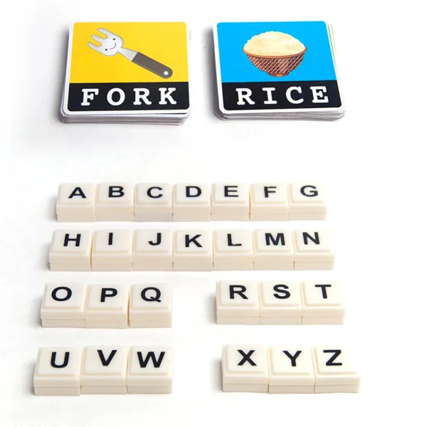 Matching Letter Game Spelling Reading English Alphabet Wooden Letters Card Match Game Children Pre-school Learning Language Toys 5