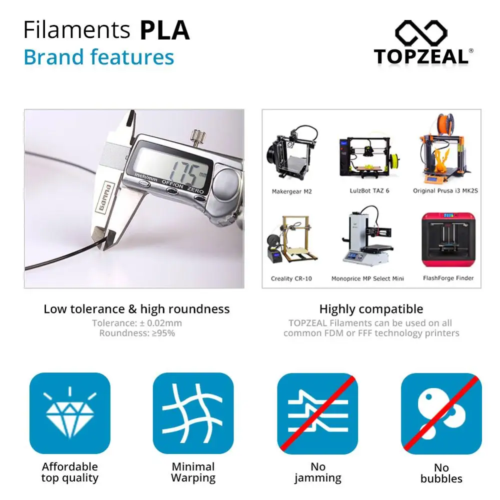 FLASHFORGE ASA Filament 1.75mm Balck, 3D Printer Filament 1kg (2.2lbs)  Spool, Dimensional Accuracy +/- 0.02mm, Durable, High UV-Resistant, Perfect  for