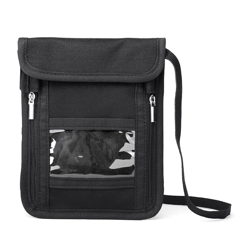 

Amazon New Style RFID Halter Bag Passport Bag Multi-functional Card Holder Card Clamp Anti-Scanning Antimagnetic Shoulder Docume