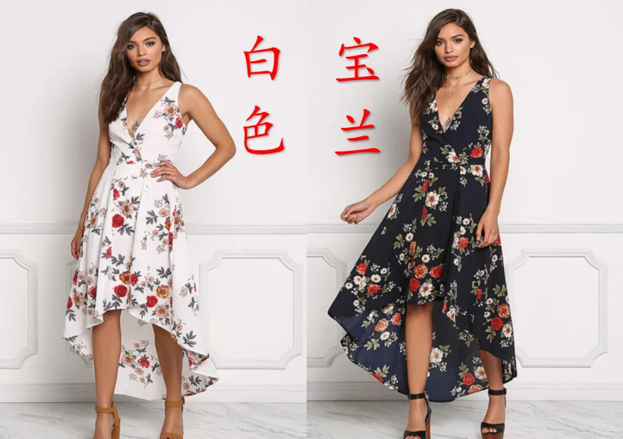 

2018 Europe And America Hot Selling Printed Sleeveless Lace-up Cardigan Bunk Bed Dress