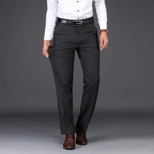 Классические мужские брюки размера плюс 42 44 46, деловые повседневные Прямые Стрейчевые брюки, мужские Брендовые брюки