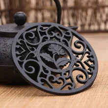 Изысканный чугунный подставка для чайника, держатель для кастрюли с рисунком хризантемы, кухонная посуда, аксессуары для чайной церемонии, 12 см Изысканный чугунный подставка для чайника, держатель для кастрюли с рисунком хризантемы, кухонная посуда, аксессуары для чайной церемонии, 12 см