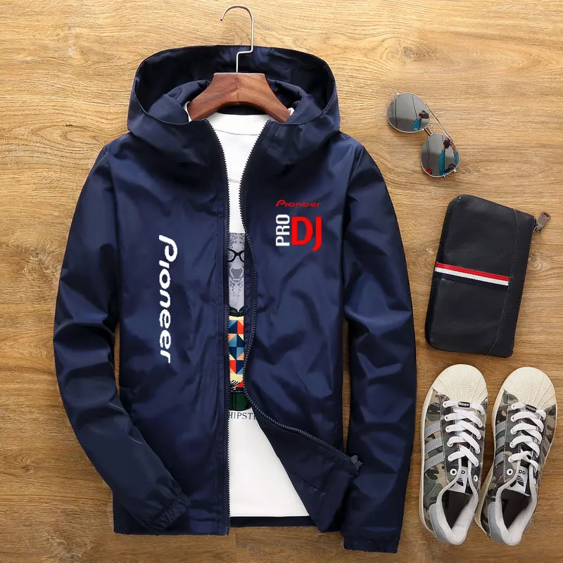Spring and summer new DJ Pioneer PRO hooded men's jacket men's casual windbreaker zipper thin hooded jacket men's large size 7XL Spring and summer new DJ Pioneer PRO hooded men's jacket men's casual windbreaker zipper thin hooded jacket men's large size 7XL