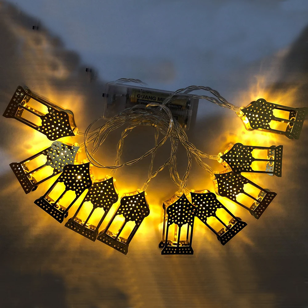 

NEW LED Ramadan Festival Eid Al-Adha Decorated Wrought Iron String Lights Golden Palace Lights String Muslim Eid Al-Adha String