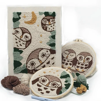 

Animal Owls Punch Embroidery Kits With Basic Tools Punch DIY Needlecraft