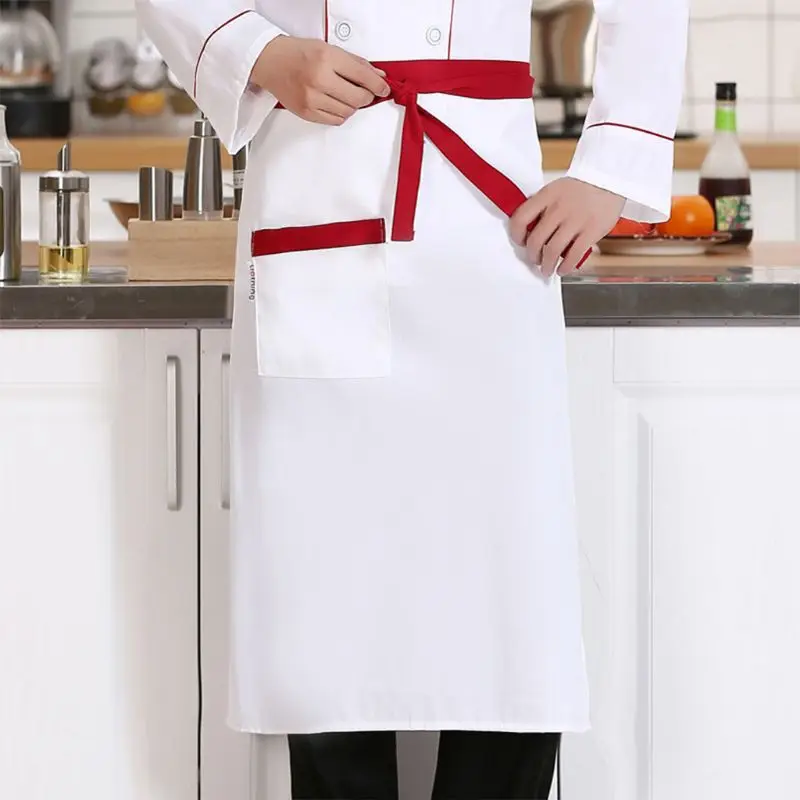 Унисекс шеф-повара работает Половина фартук с галстуками передний карман Ресторан приготовления пищи длинный нагрудник