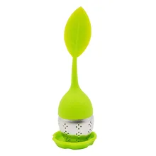 Чай Infuser Фильтр Нержавеющая сталь Чай мяч фильтр с силиконовый, в форме листа ручка для Чай чашки, кружки, Чай горшки