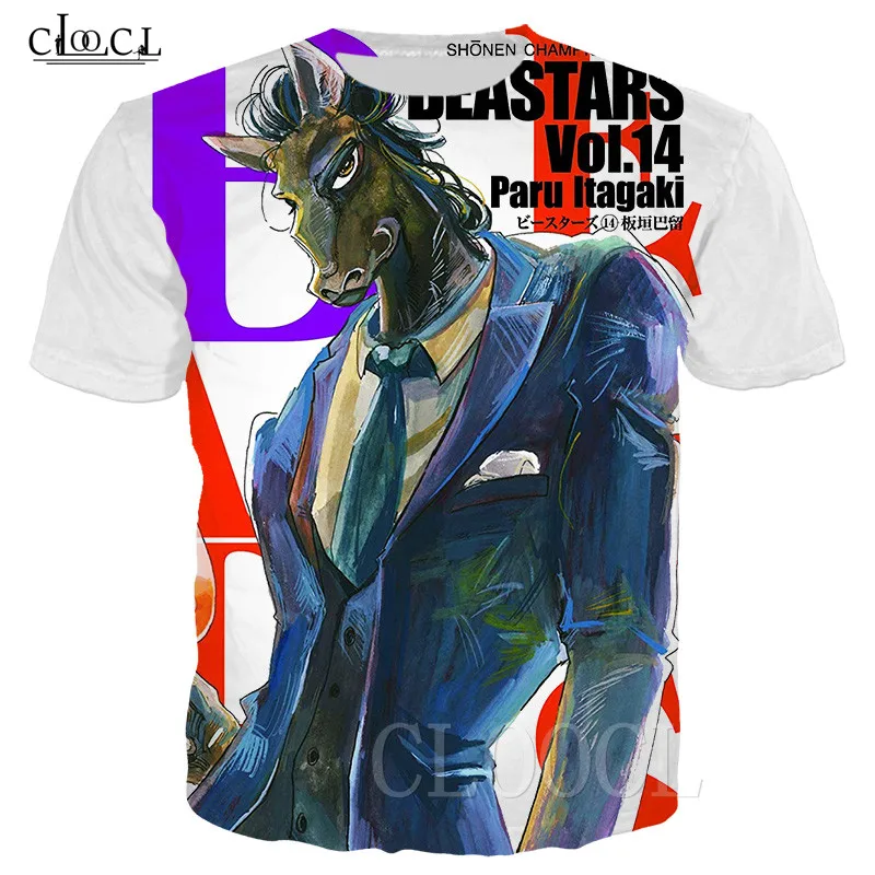 Белая футболка BEASTARS с мультяшным аниме пуловеры толстовки 3D рисунком лошади