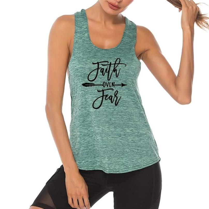

New Fashion Female T-shirt Camisole Faith Over Feag Letters Print Jesus Bible T-Shirt For Women Harajuku Cotton Top Casual Cloth
