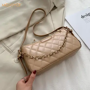 

Fashion Lattice Pattern Women Handbags Chain Tote Purse Female Girl Travel Fashion Solid Color Shoulder Underarm Top-handle Bags