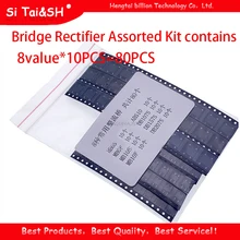 8 wert * 10PCS = 80PCS Brückengleichrichter Assorted Kit enthält MB6S MB6F MB10S MB10F ABS10 DB107S DB157S DB207S