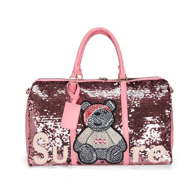 Модная Корейская Вместительная женская сумка для путешествий Bolso Mujer Grande, сумки для путешествий за рубежом, сумки для хранения багажа Bolsa Viagem - Цвет: Розовый