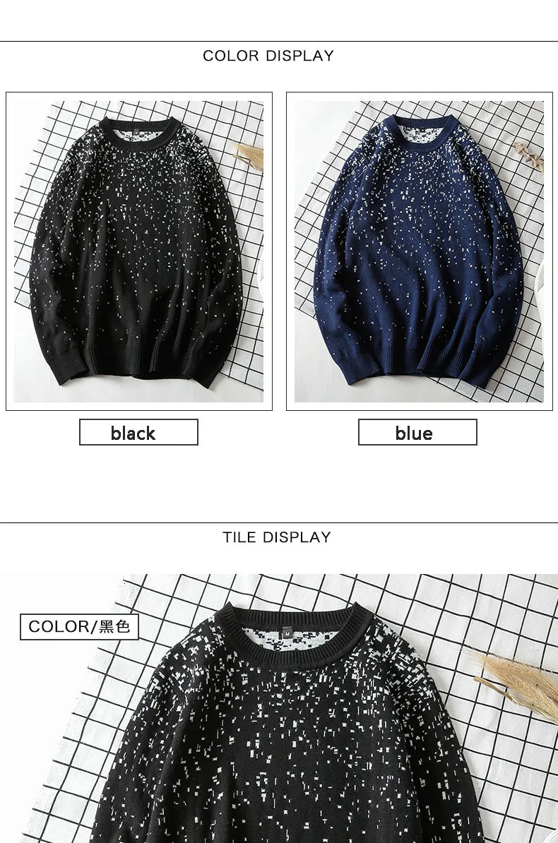 Mens Sweaters Pullover O-Neck Men Cotton Long Sleeve Casual Standard Dot Thin Wool Sweater Autumn New Arrival