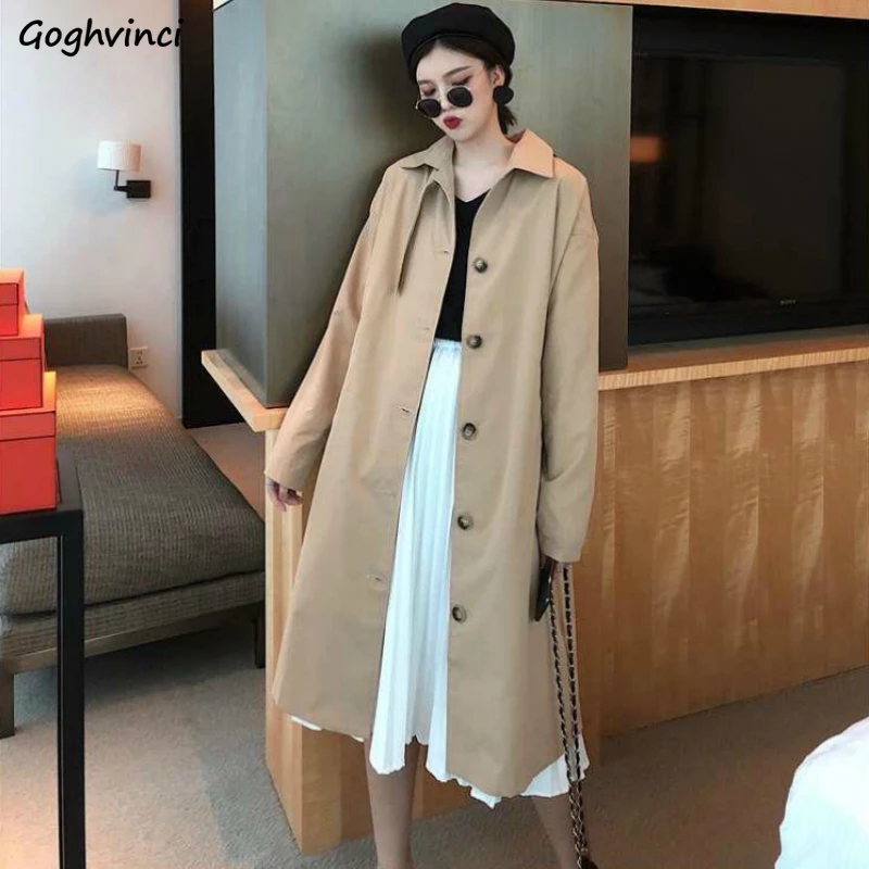 Resolver Júnior Centro comercial Gabardina de un solo pecho para mujer, abrigo largo informal, elegante,  estilo coreano, elegante|Gabardina| - AliExpress